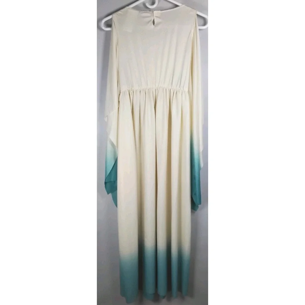 Fun World Roman Greek‎ Goddess Toga Cream Blue Ombre Costume Girls Size L *READ